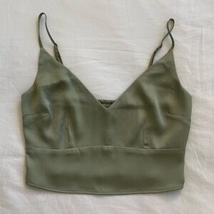 Abercrombie & Fitch Cropped Sage Green Satin Camisole